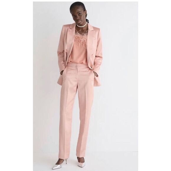 NWT JCrew Kate Straight Leg Satin Dress Pants Peach Pink 8T - Picture 1 of 16